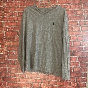 Polo by Ralph Lauren Gray Long-Sleeve V-Neck Tee